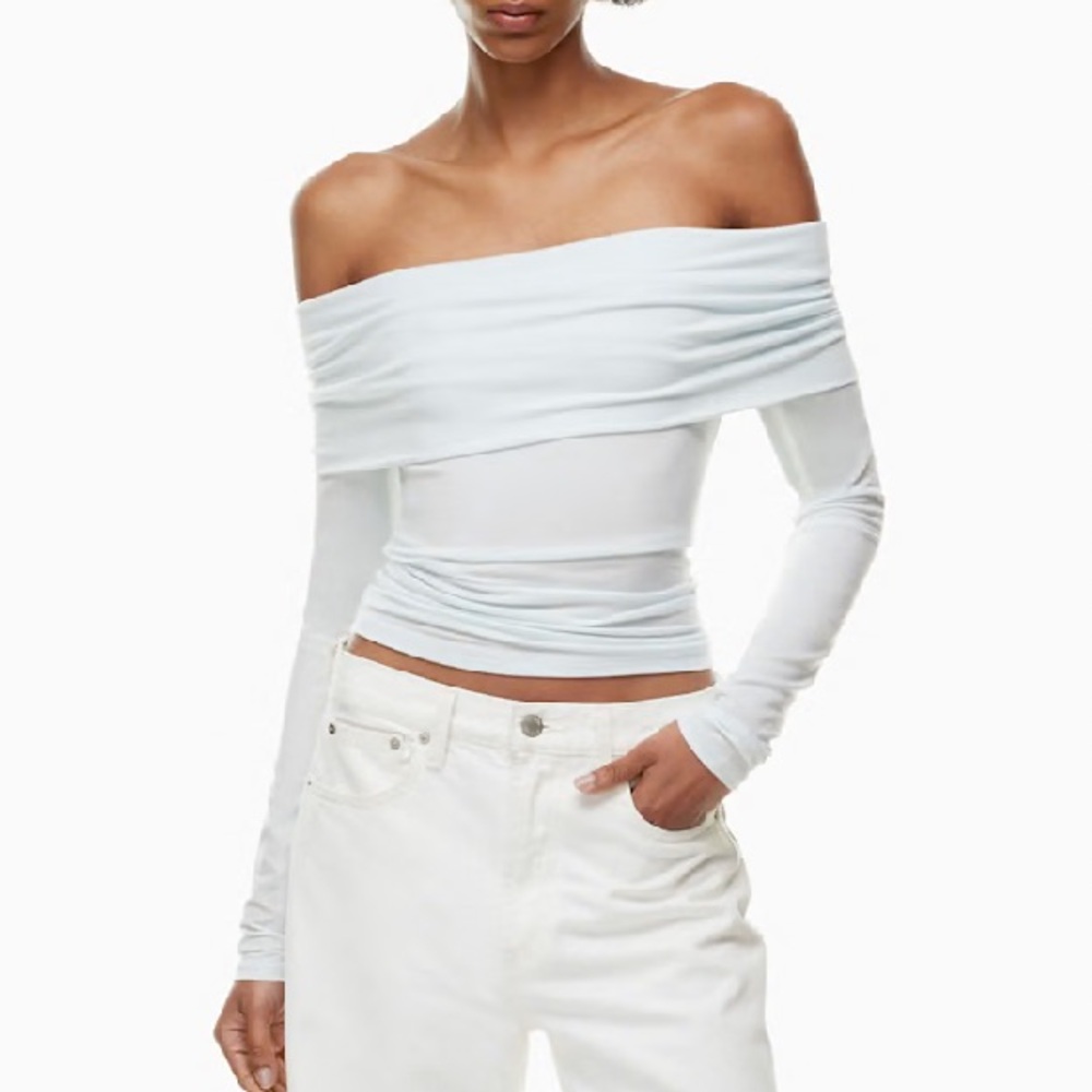 Off-Shoulder Light Blue Top Aritizia
